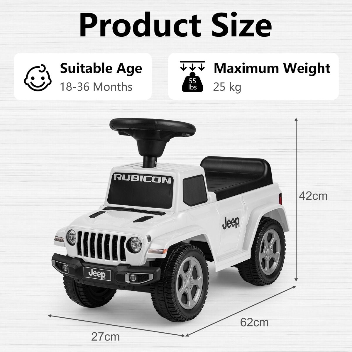 Licensed Jeep Ride on Push Car with Steering Wheel and Engine Sound for Ages 18-36 Months