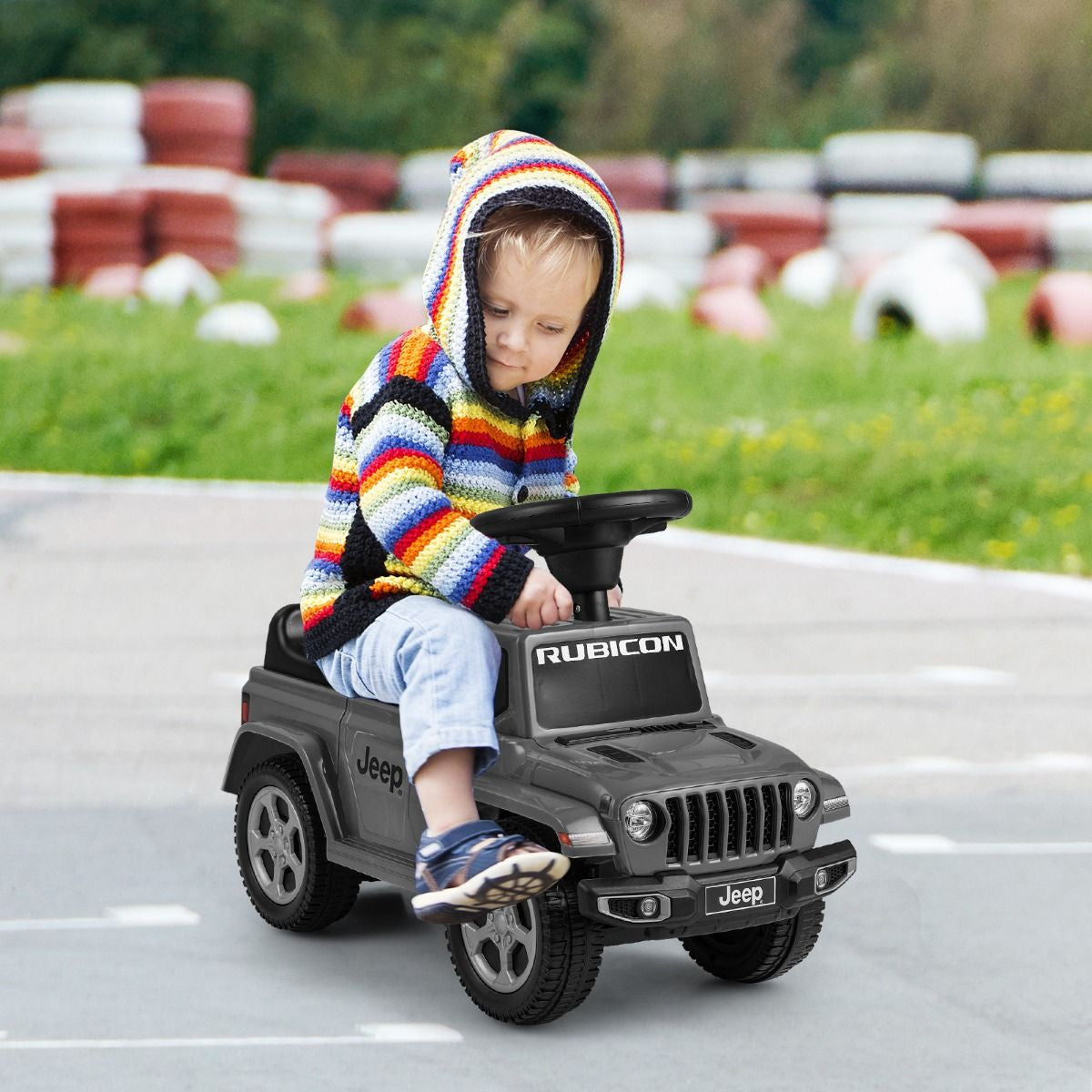 Licensed Jeep Ride on Push Car with Steering Wheel and Engine Sound for Ages 18-36 Months