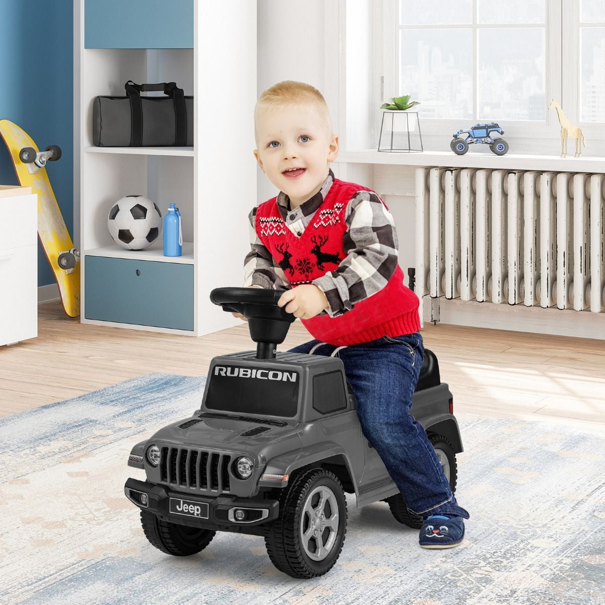 Licensed Jeep Ride on Push Car with Steering Wheel and Engine Sound for Ages 18-36 Months