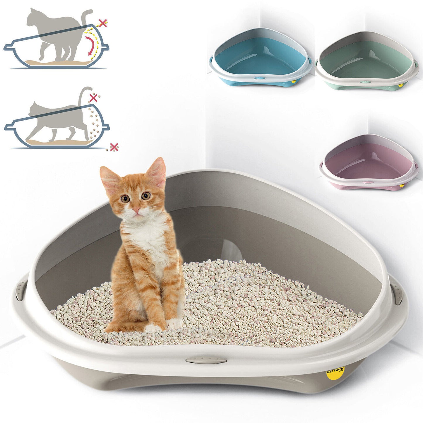 Cat Corner Litter Tray Large or Jumbo Rim Pet Open Toilet Pan Box Cat Centre?
