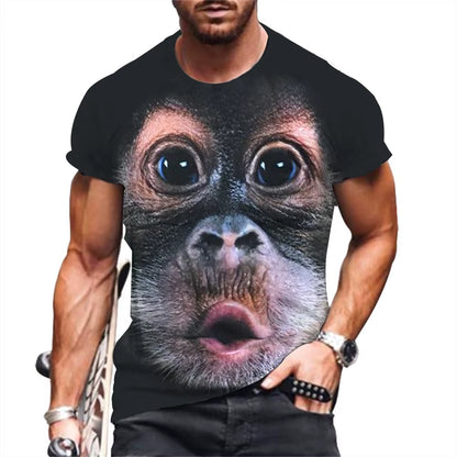 Men'S T-Shirts Fashion Monkey 3D Print Tops Short Sleeve Casual Summer T Shirt Male Funny Clothes O-Neck Loose Oversized Shirt