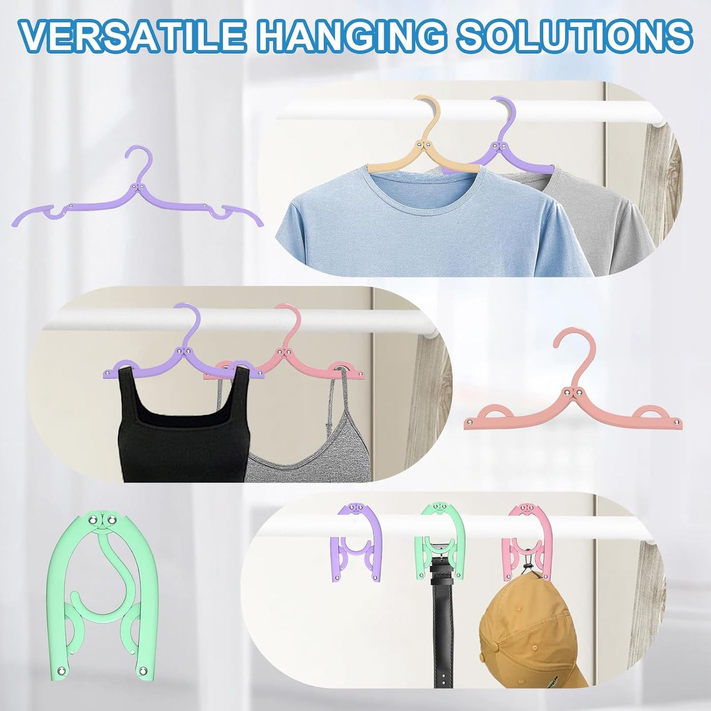 10 Pcs Plastic Travel Hangers - Portable Foldable Clothes Drying Rack for Travel