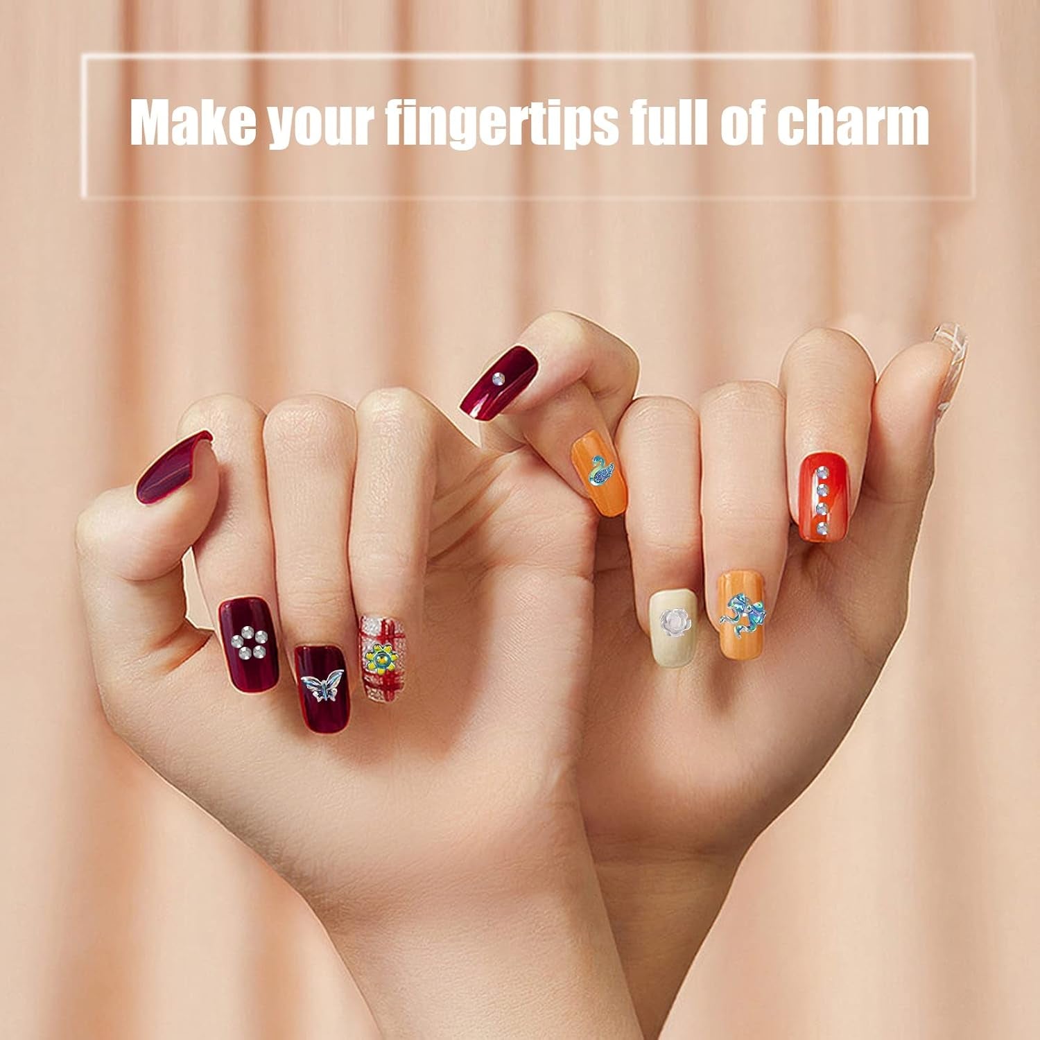 Nail Art Rhinestones and Pearls,2 Boxes Butterfly Bowknot Flower Nail Art Charms,Aurora Bear 3D Nail Art Decorations for Nail Art Design DIY Crafting Party Daily Wedding