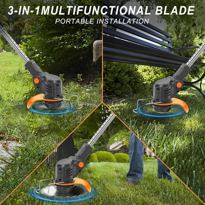 Metal Blade Cordless Strimmer 21V Grass Trimmers With16 Blades 15Cm Cutting Diameter Cordless Strimmer Retractable Handle for Lawn Garden