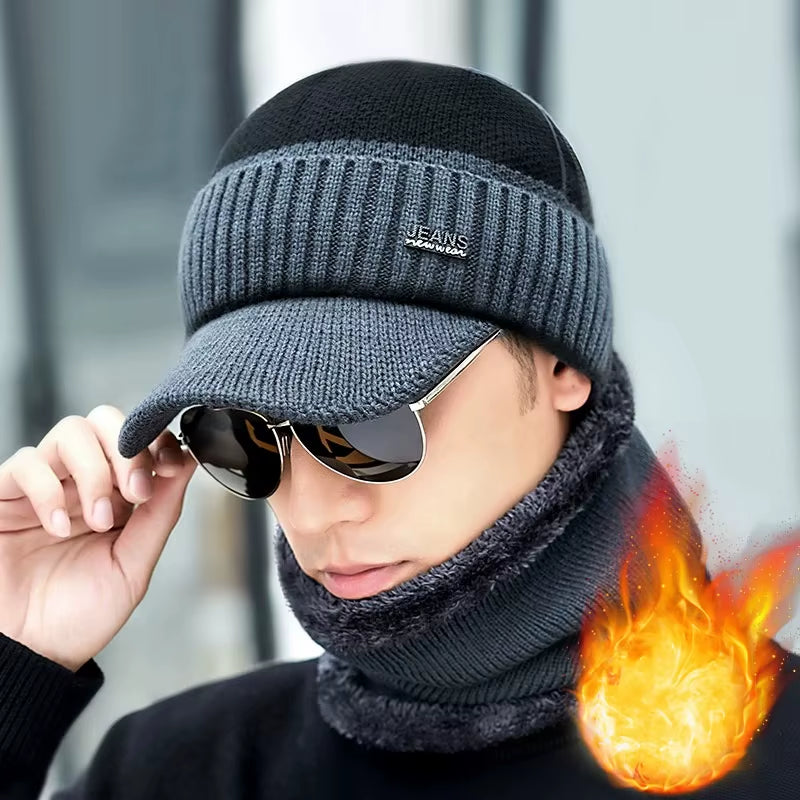 New Acrylic Woolen Hat for Winter and Elderly Fleece Thick Knitted Hat Outdoor Cold Protection and Warmth